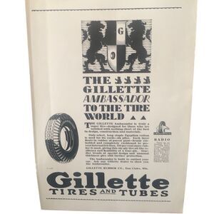Vintage 1929 Gillette Ambassador Tire to the World Ad Advertisement